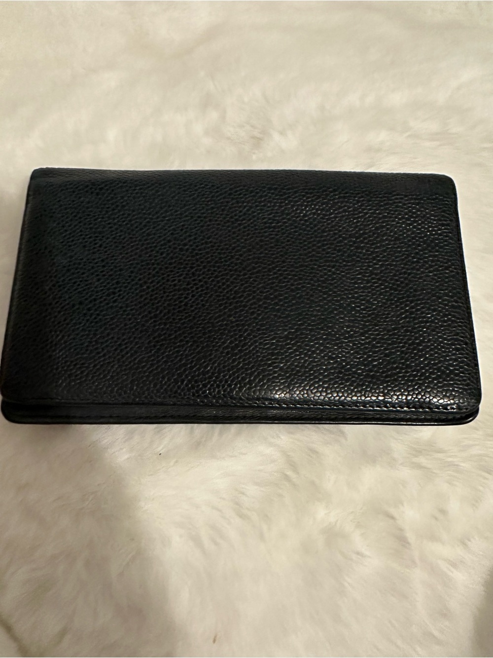 CHANEL Black Leather Zip Pouch